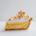 AI-generated illustration of a delicious slice of lemon meringue pie in focus Royalty Free Stock Photo