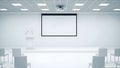 White Presentation Hall With Blank Screen Royalty Free Stock Photo