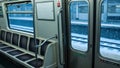 Empty Train Interior With Snowy Platform View Royalty Free Stock Photo