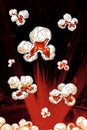 Exploding Popcorn Illustration With Dramatic Red Background And Dark Cinematic Energy Royalty Free Stock Photo