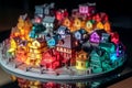 AI generated illustration of a detailed and intricate city with colorful miniature buildings