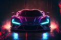 AI-generated illustration of Devel Sixteen colorful car on the dark background