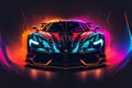 AI-generated illustration of Devel Sixteen colorful car on the dark background Royalty Free Stock Photo