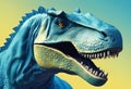 AI generated illustration of a dinosaur statue in museum exhibit