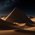 AI generated illustration of a dramatic nightscape of an expansive desert