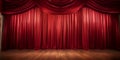 AI generated illustration of a dramatic stage with a bright red curtain