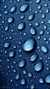 AI generated illustration of drops of water covering a blue surface