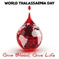 AI generated illustration of Earth with blood dripping and text "World thalassaemia Day" Royalty Free Stock Photo