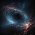 AI generated illustration of an eerie black hole in outer space with stars twinkling nearby