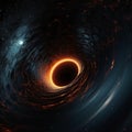 AI generated illustration of an eerie black hole in outer space with stars twinkling nearby