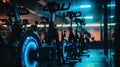 AI generated illustration of electricity producing spin bikes Royalty Free Stock Photo