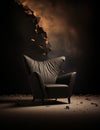 AI generated illustration of an elegant chair in a dark room