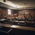 AI generated illustration of An empty courtroom Royalty Free Stock Photo