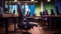 AI generated illustration of an empty office chair in a spacious office environment Royalty Free Stock Photo