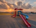 AI generated illustration of an empty playground at sunset