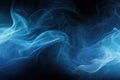 AI generated illustration of ethereal blue smoke gracefully billows and swirls