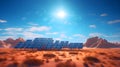 AI generated illustration of An expansive solar energy plant situated in a desert