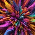 AI generated. Illustration. Explosion of colorful colors. Splashes and blots from mixing paints. Abstract background.