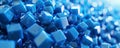 AI generated illustration of an explosive blue 3d cubes background