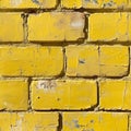 AI generated illustration of a fading yellow paint on an unmarked brick wall