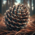 AI generated illustration of a fallen pine tree lying horizontally on the ground