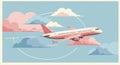 An AI-generated illustration features an airplane with a red and white color scheme Royalty Free Stock Photo