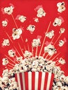 Exploding Popcorn Illustration With Bold Red Cinema Poster Style Royalty Free Stock Photo
