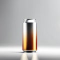 Metallic Soda Can with Amber Gradient and Frothy TextureâMinimalist Beverage Concept on Reflective Surface Royalty Free Stock Photo