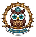 AI-Generated Master Mind Owl Emblem with Geometric Crown Royalty Free Stock Photo