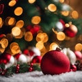 AI generated illustration of a festive Christmas tree adorned with colorful ornaments and decoration Royalty Free Stock Photo