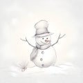 AI generated illustration of A festive snowman featuring a red and white hat and scarf