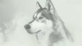 AI generated illustration of a focused husky looking into the distance