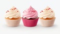 3 Cupcake muffin with icing frosting Royalty Free Stock Photo