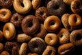 AI generated illustration of fresh-baked bagels with various seeds