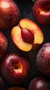 AI generated illustration of fresh plums with water drops Royalty Free Stock Photo