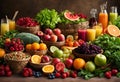 AI generated illustration of fresh produce, including apples, oranges, lettuce, carrots