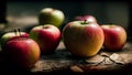 AI generated illustration of fresh red-green apples. Royalty Free Stock Photo