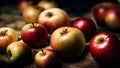 AI generated illustration of fresh red-green apples. Royalty Free Stock Photo