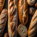 AI generated illustration of freshly baked loaves of bread Royalty Free Stock Photo