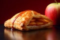 AI generated illustration of a freshly-baked puff pastry tart with an apple sliced in half Royalty Free Stock Photo
