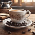 AI generated illustration of a freshly brewed cup of steaming hot coffee Royalty Free Stock Photo