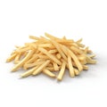 AI generated illustration of freshly cut French fries on a white background