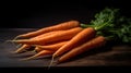 AI generated illustration of Freshly-harvested bunches of carrots on a rustic wooden table Royalty Free Stock Photo