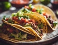 AI generated illustration of freshly-made tacos on a plate