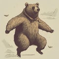 AI generated illustration of a friendly bear wearing a cozy hoodie, poised to take a leap forward Royalty Free Stock Photo