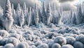 AI generated illustration of a frosty wintery landscape