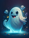 A funny cartoon ghost as a wallpaper design. Royalty Free Stock Photo