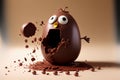 An AI generated illustration of a funny Easter large chocolate egg
