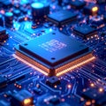 Futuristic Artificial Intelligence Processor Microchip â Advanced Semiconductor Technology, Quantum Computing CPU Concept, High Royalty Free Stock Photo