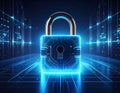 Digital Cybersecurity Lock with Data Protection Technology and Futuristic Network Security Concept Royalty Free Stock Photo